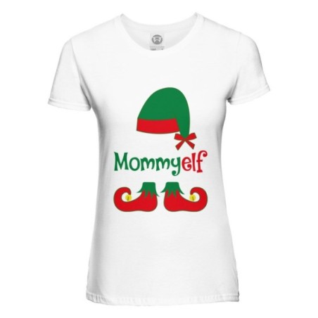 T-shirt donna personalizzabile con nome mommy elf Natale