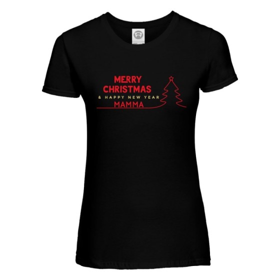 T-shirt donna personalizzata con nome merry christmas and happy new year Natale