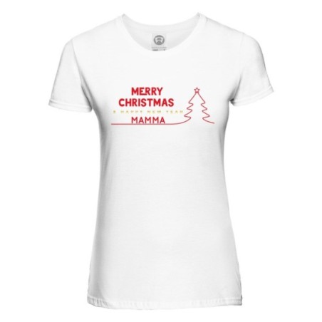 T-shirt donna personalizzata con nome merry christmas and happy new year Natale