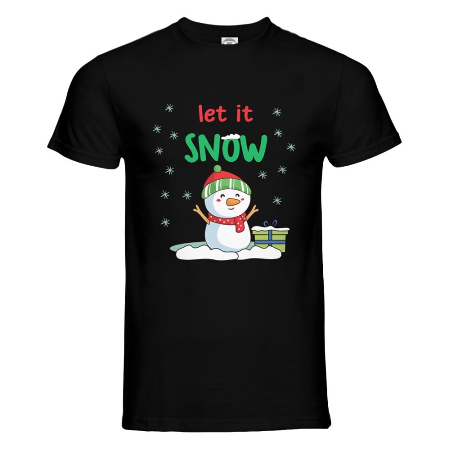 T-shirt uomo pupazzo di neve let it snow Natale