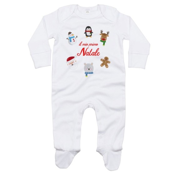 Tutina neonato il mio primo natale con personaggi natalizi Natale