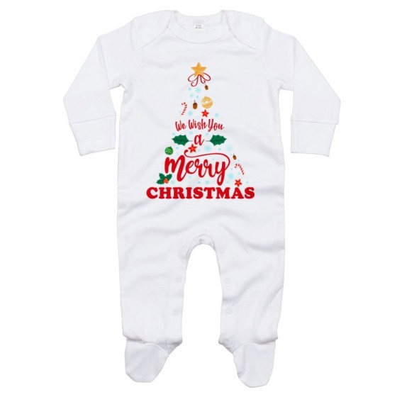 Tutina neonato personalizzabile con nome we wish you a merry christmas Natale
