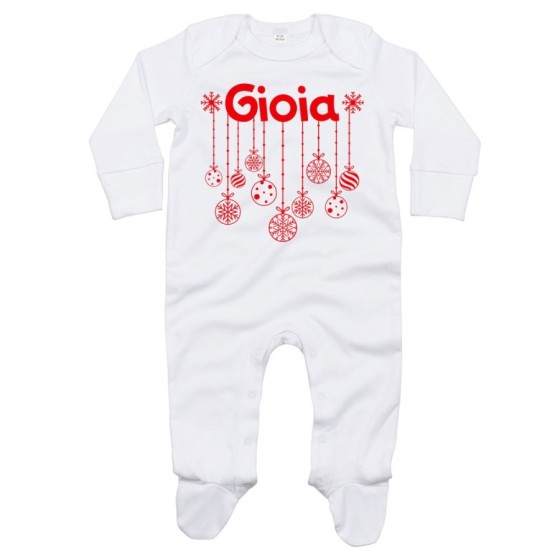 Tutina neonato personalizzata con nome e addobbi natalizi Natale
