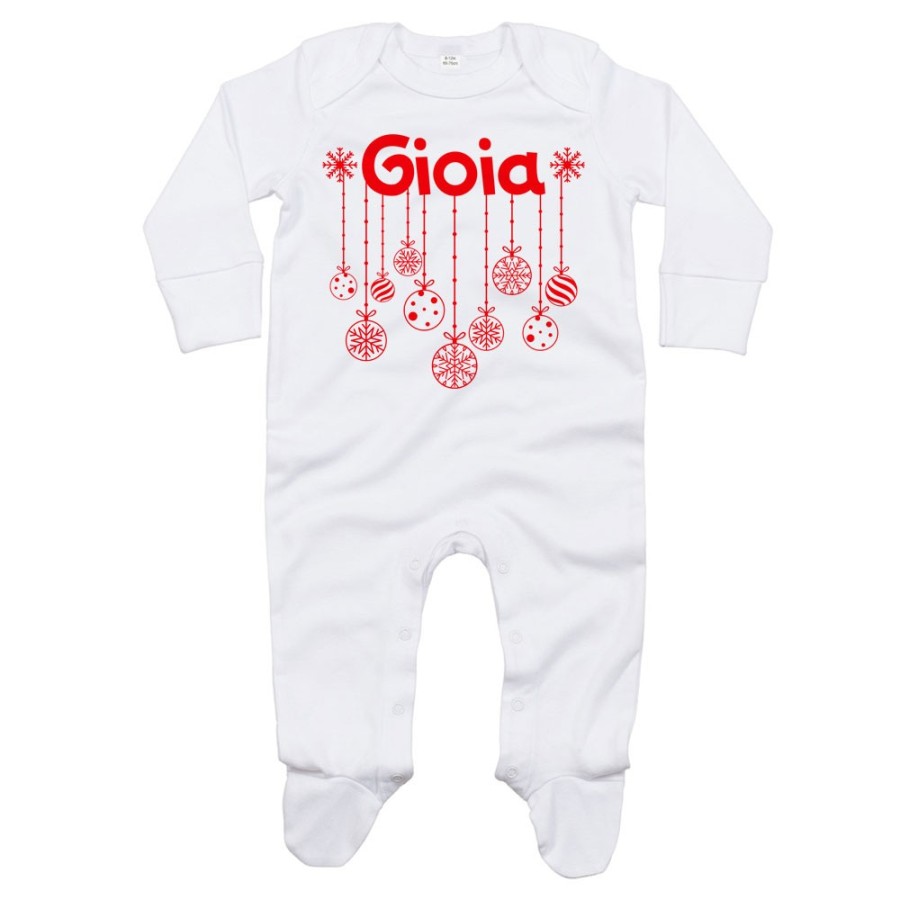 Tutina neonato personalizzata con nome e addobbi natalizi Natale