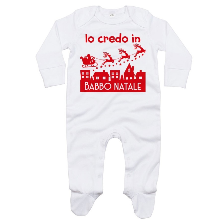 Tutina neonato personalizzabile con nome io credo in babbo natale Natale