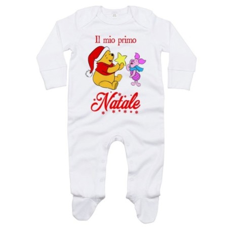 Tutina neonato personalizzabile con nome winnie the pooh il mio primo natale Natale