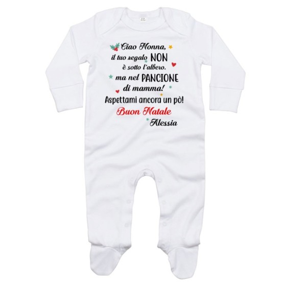 Tutina neonato personalizzata con nome nonna il tuo regalo è nel pancione di mamma Natale