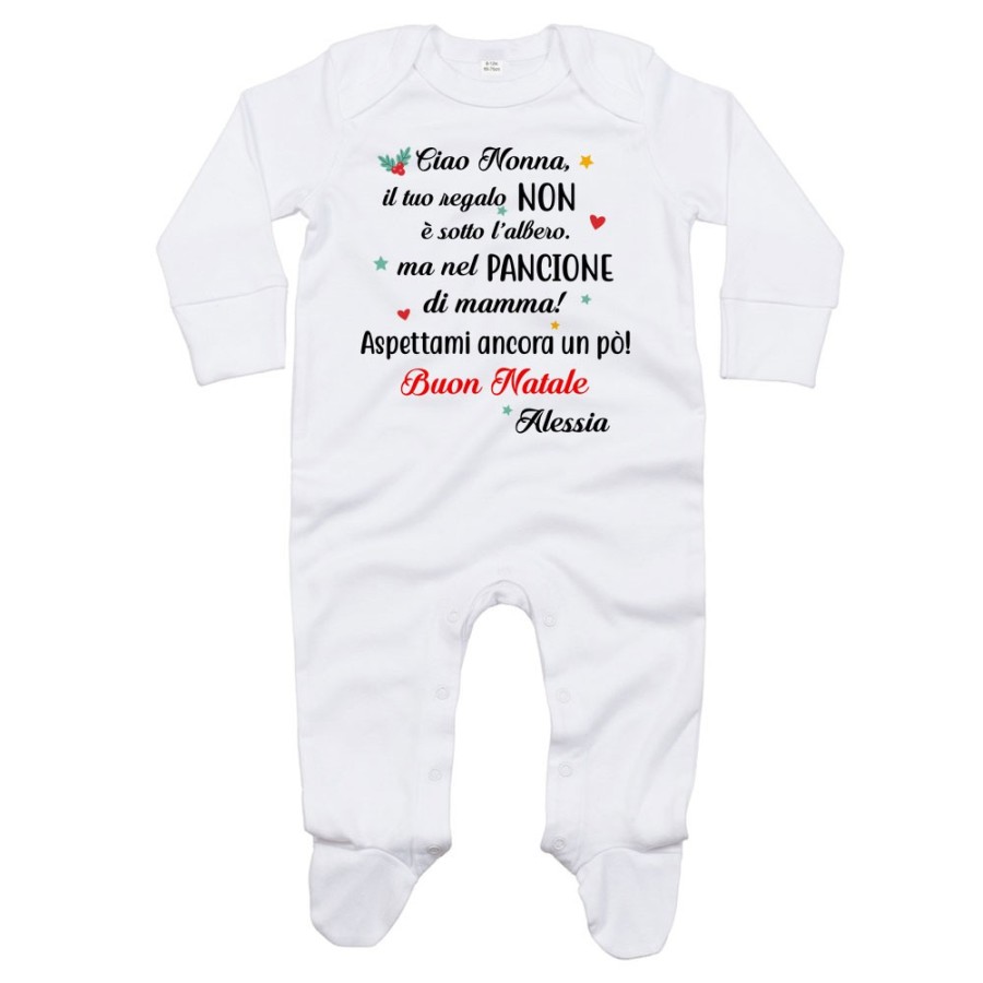 Tutina neonato personalizzata con nome nonna il tuo regalo è nel pancione di mamma Natale