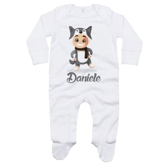 Tutina neonato personalizzata con nome baby lupo Natale