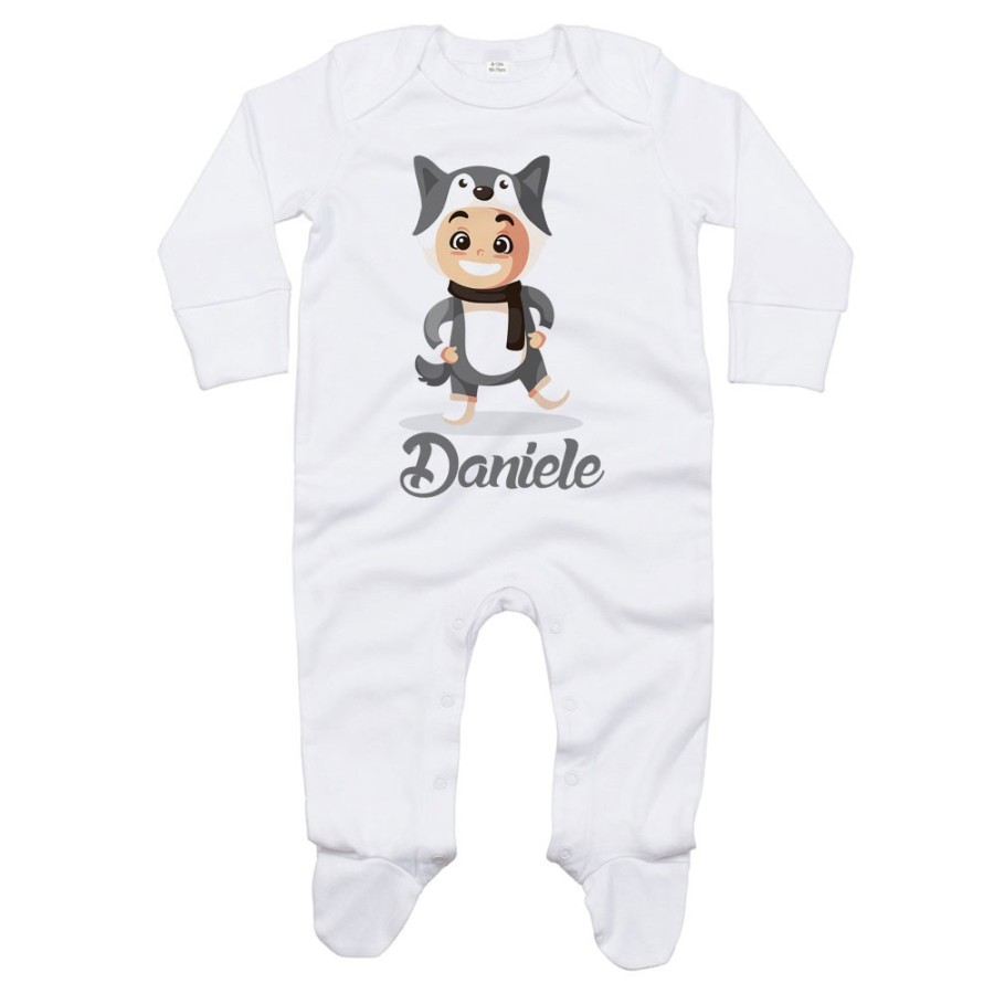 Tutina neonato personalizzata con nome baby lupo Natale
