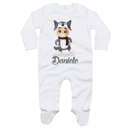 Tutina neonato personalizzata con nome baby lupo