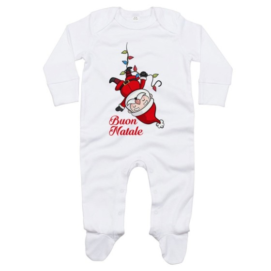 Tutina neonato personalizzabile con nome babbo natale con luci natalizie Natale