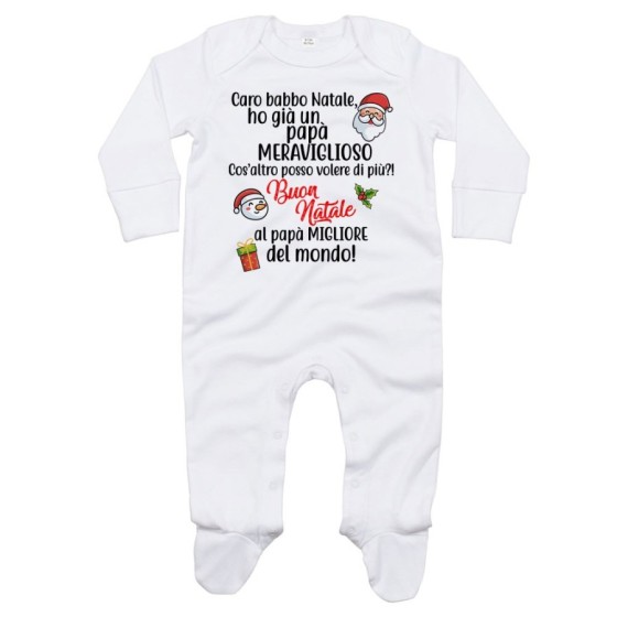 Tutina neonato personalizzabile con nome caro babbo natale ho un papà meraviglioso Natale