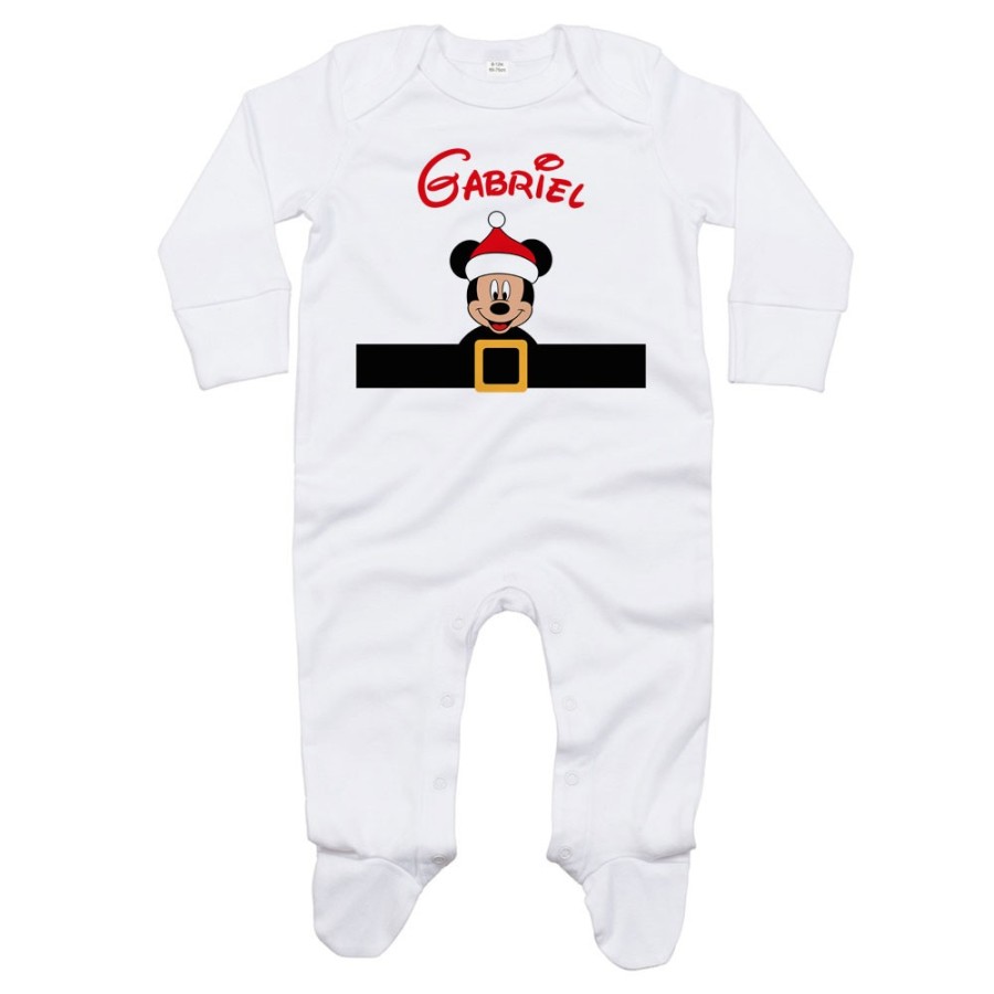 Tutina neonata personalizzata con nome e cintura natalizia minnie Natale