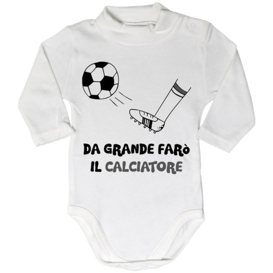 Body lupetto neonato da grande farò il calciatore bianco nero Da grande farò