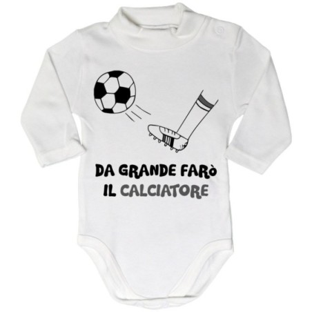 Body lupetto neonato da grande farò il calciatore bianco...