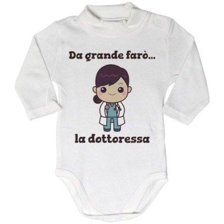 Body lupetto neonata da grande farò la dottoressa