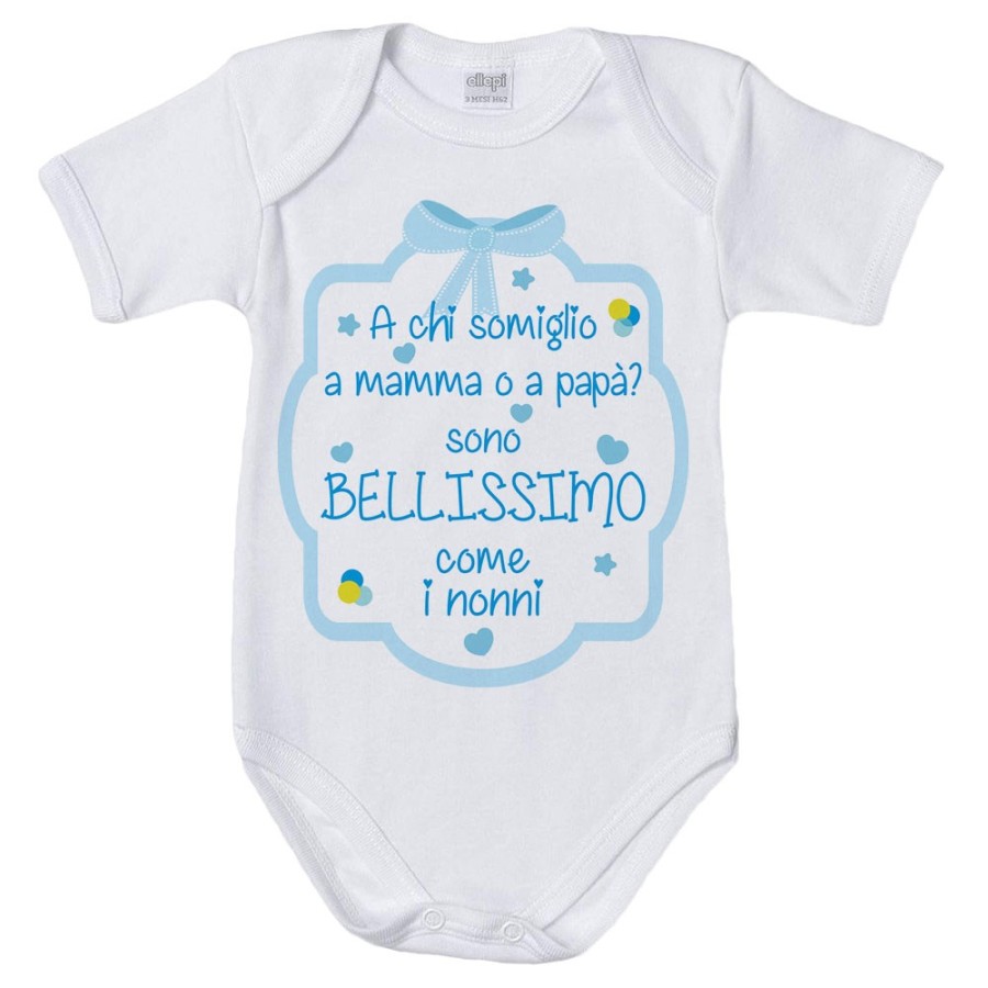 Body neonato personalizzabile con nome  a chi somiglio a mamma o papà? sono bellissimo come il nonno Per i nonni
