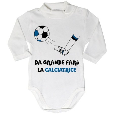 Body lupetto neonato da grande farò il calciatore nero azzurro Da grande farò