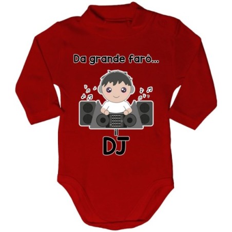Body lupetto neonato da grande farò il dj Da grande farò