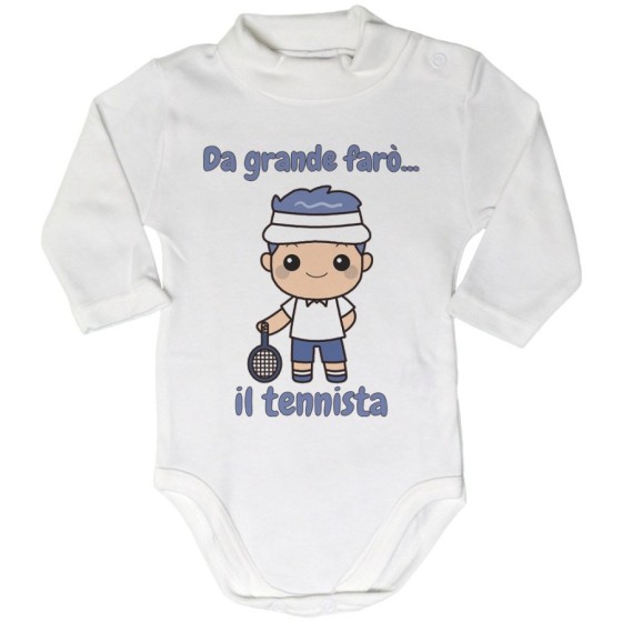 Body lupetto neonato da grande farò il tennista Da grande farò