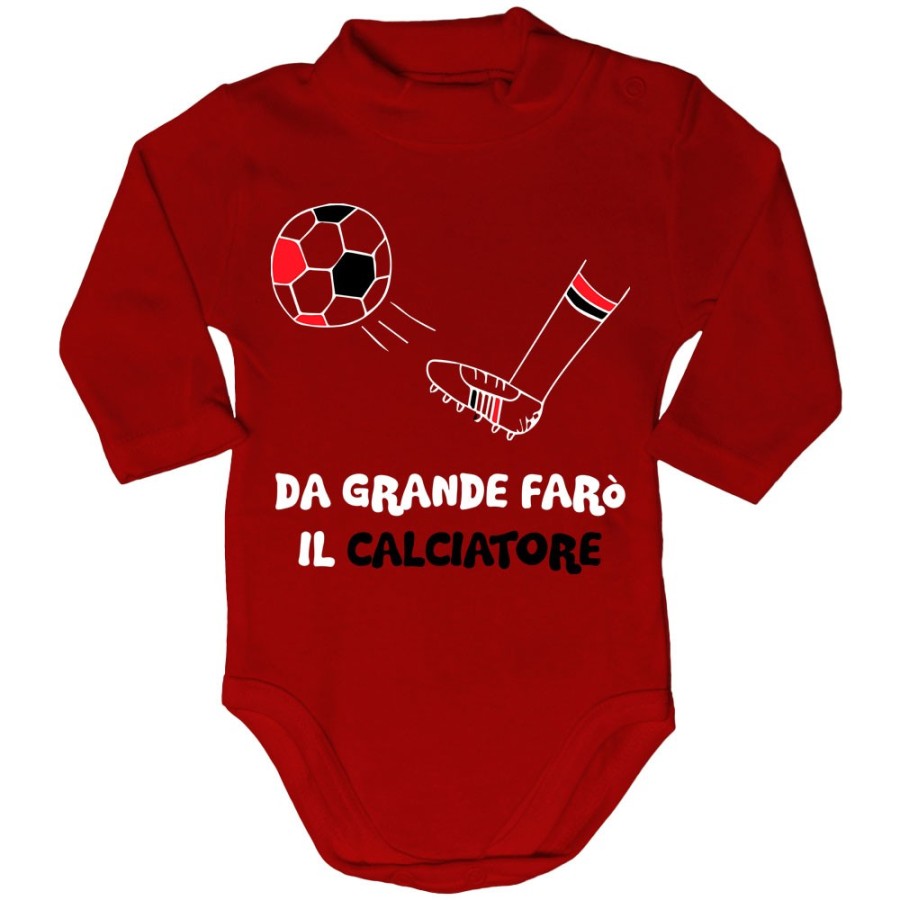 Body lupetto neonato da grande farò il calciatore rosso nero Da grande farò