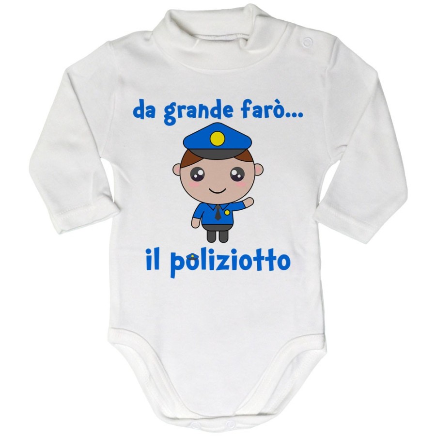 Body lupetto neonato da grande farò il poliziotto Da grande farò