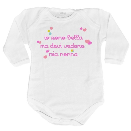Body neonato personalizzabile con nome io sono bella ma devi vedere mio nonno i miei nonni Per i nonni