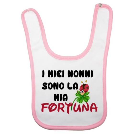 Bavaglino neonato il mio nonno i miei nonni sono la mia fortuna con coccinella Per i nonni