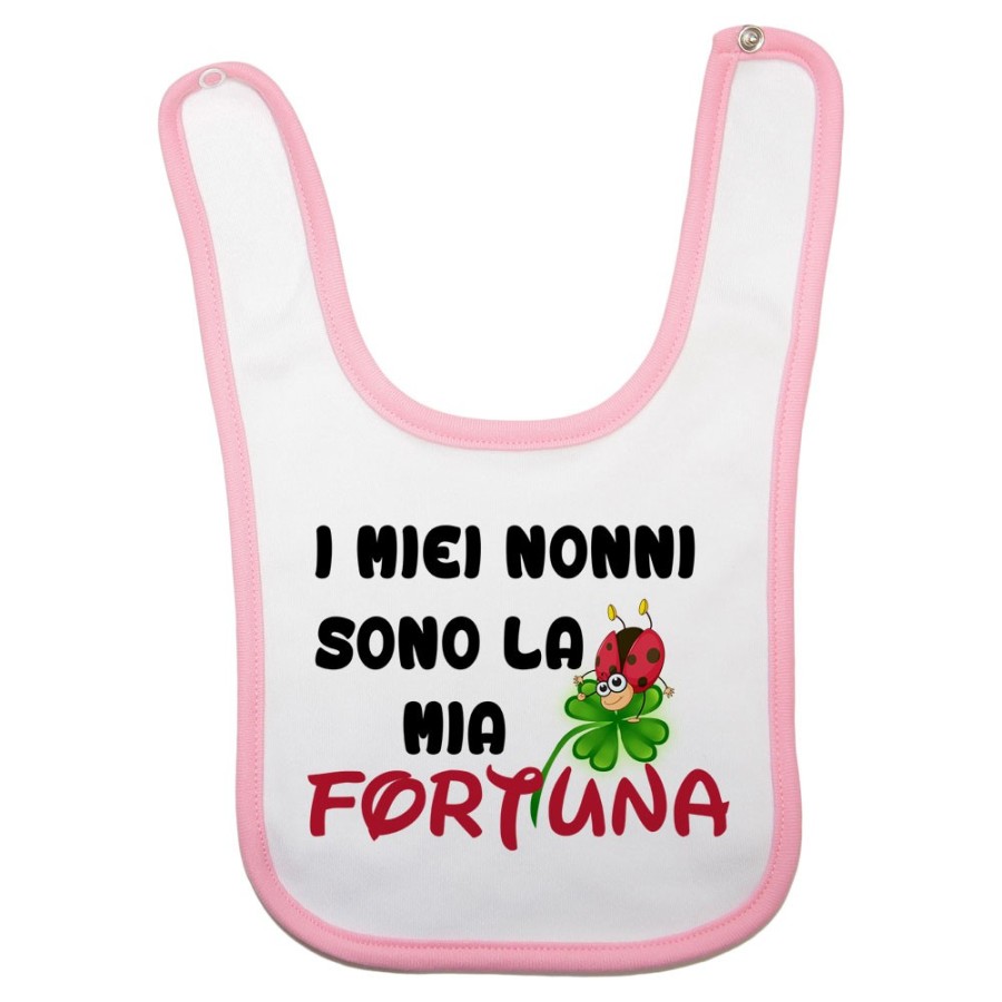 Bavaglino neonato il mio nonno i miei nonni sono la mia fortuna con coccinella Per i nonni