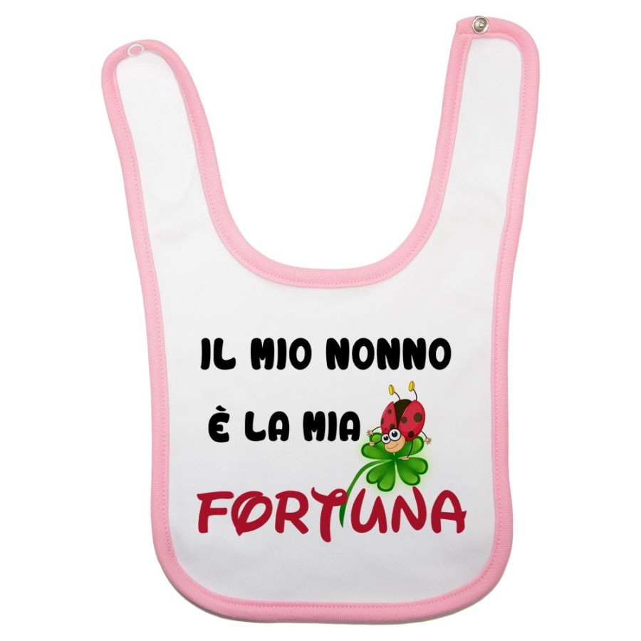 Bavaglino neonato il mio nonno i miei nonni sono la mia fortuna con coccinella Per i nonni