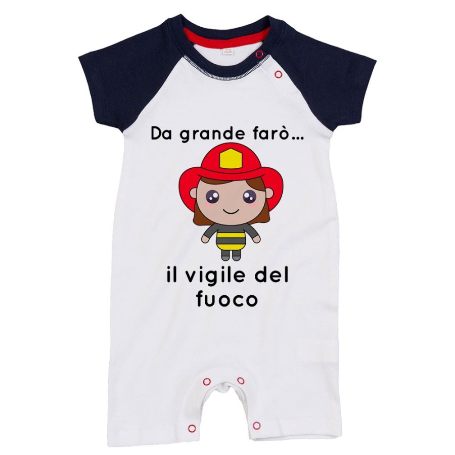 Pagliaccetto neonato da grande farò il vigile del fuoco Da grande farò