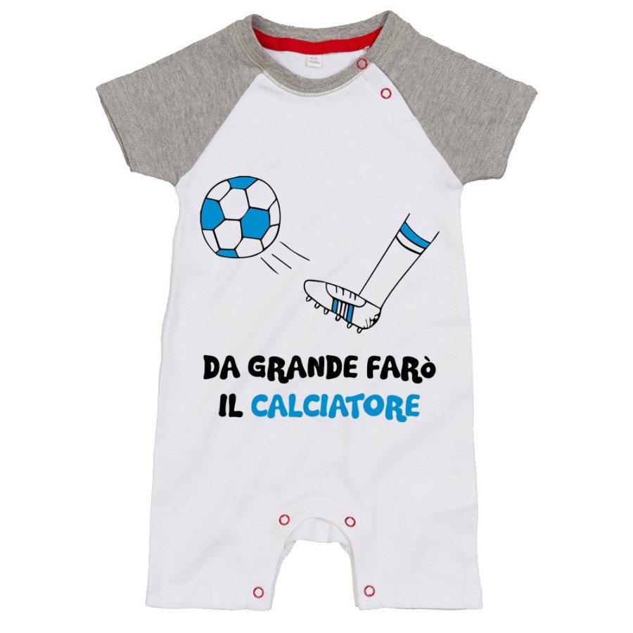 Pagliaccetto neonato da grande farò il calciatore bianco azzurro Da grande farò