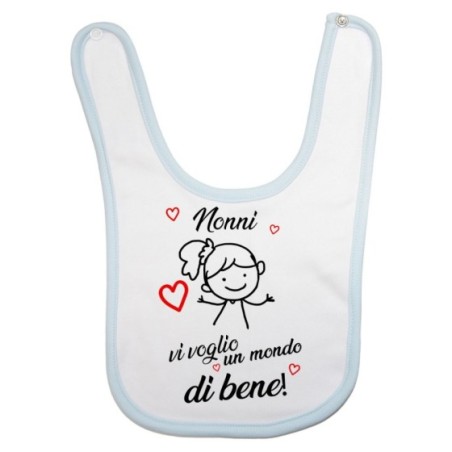 Bavaglino neonato nonno nonni ti voglio vi voglio un mondo di bene Per i nonni