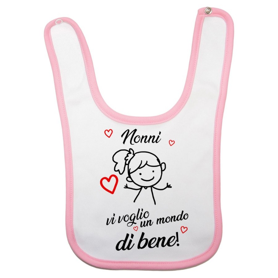 Bavaglino neonato nonno nonni ti voglio vi voglio un mondo di bene Per i nonni