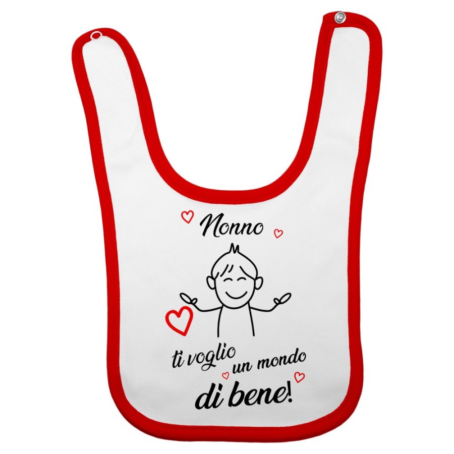 Bavaglino neonato nonno nonni ti voglio vi voglio un mondo di bene Per i nonni