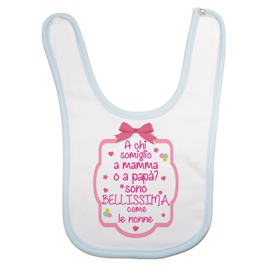 Bavaglino personalizzabile con nome  a chi somiglio a mamma o papà? sono bellissimo come il nonno Per i nonni