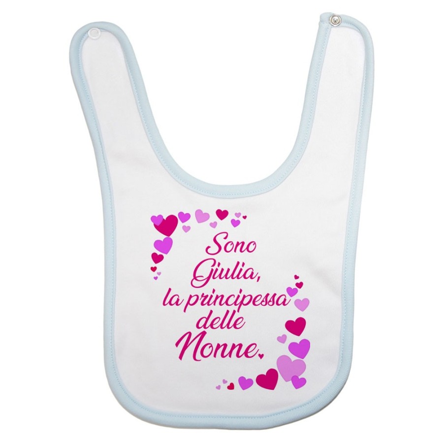 Bavaglino neonato personalizzato con nome e tanti cuori sono la principessa di nonno dei nonni Per i nonni