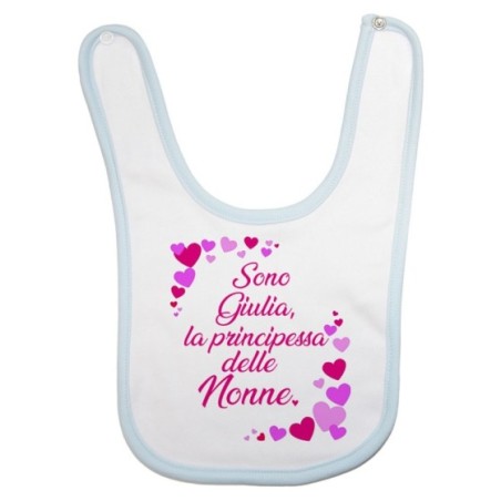 Bavaglino neonato personalizzato con nome e tanti cuori sono la principessa di nonno dei nonni Per i nonni