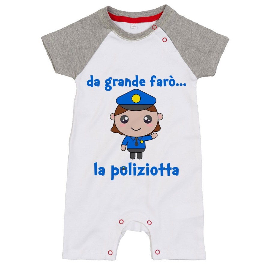 Pagliaccetto neonato da grande farò il poliziotto Da grande farò