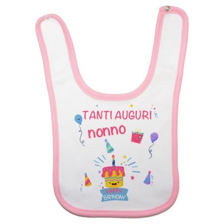Bavaglino neonato personalizzabile con nome tanti auguri nonno nonna con palloncini Per i nonni
