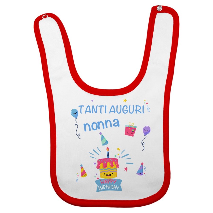 Bavaglino neonato personalizzabile con nome tanti auguri nonno nonna con palloncini Per i nonni