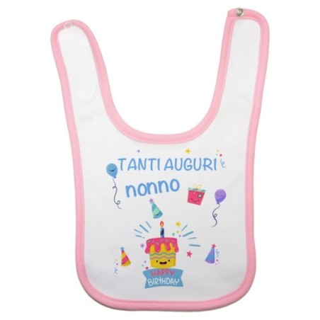 Bavaglino neonato personalizzabile con nome tanti auguri nonno nonna con palloncini Per i nonni