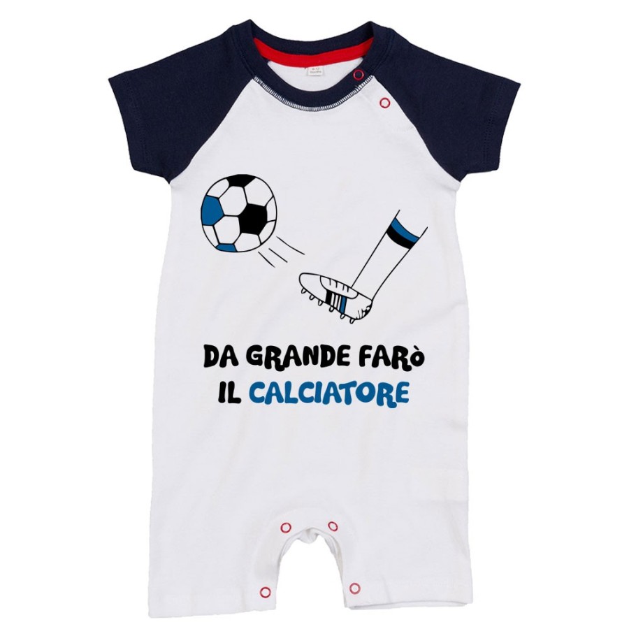 Pagliaccetto neonato da grande farò il calciatore nero azzurro Da grande farò