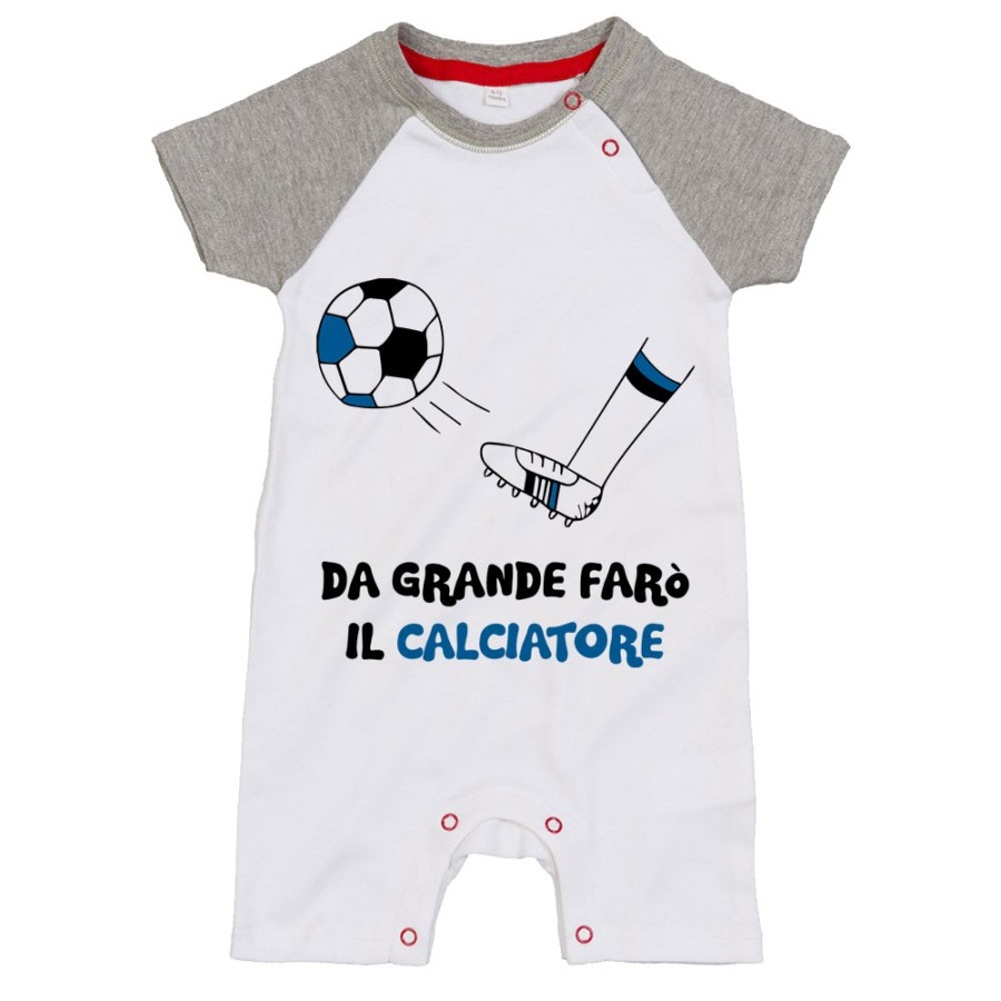 Pagliaccetto neonato da grande farò il calciatore nero azzurro Da grande farò