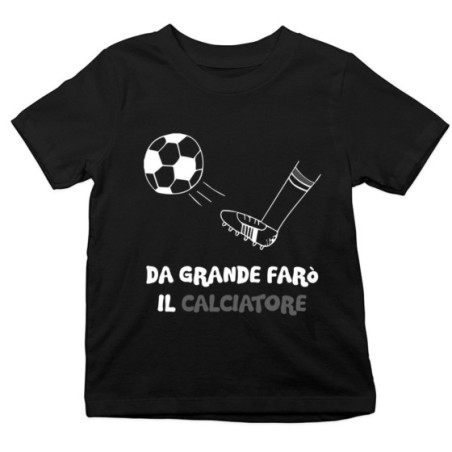 T-shirt bambino da grande farò il calciatore bianco nero