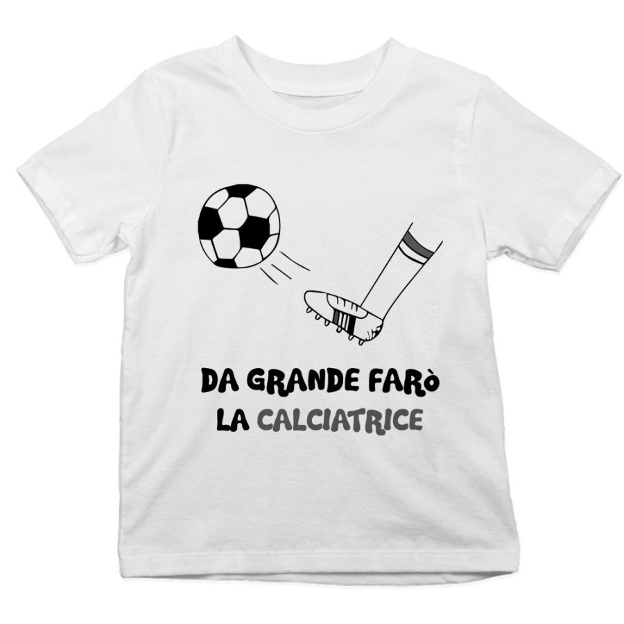 T-shirt bambino da grande farò il calciatore bianco nero Da grande farò