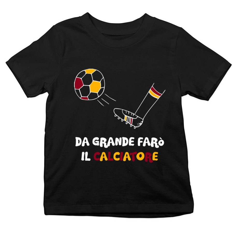 T-shirt bambino da grande farò il calciatore giallo rosso Da grande farò