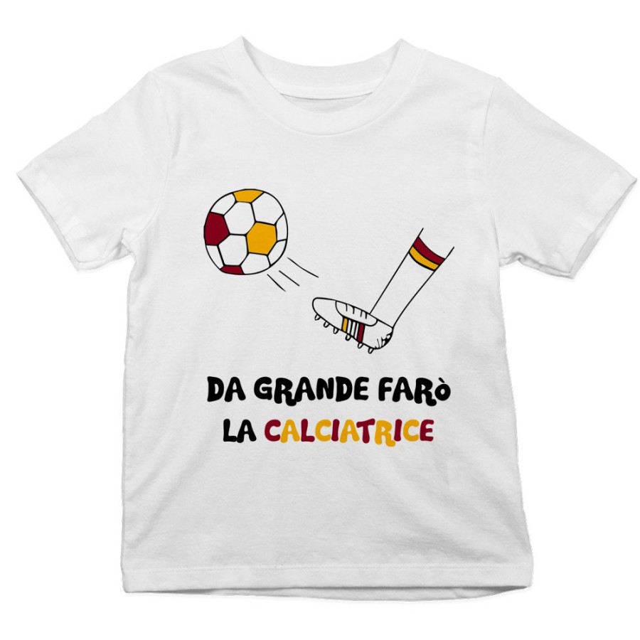 T-shirt bambino da grande farò il calciatore giallo rosso Da grande farò