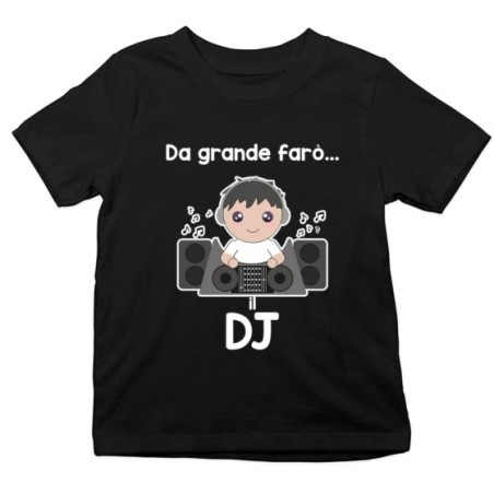 T-shirt bambino da grande farò il dj Da grande farò